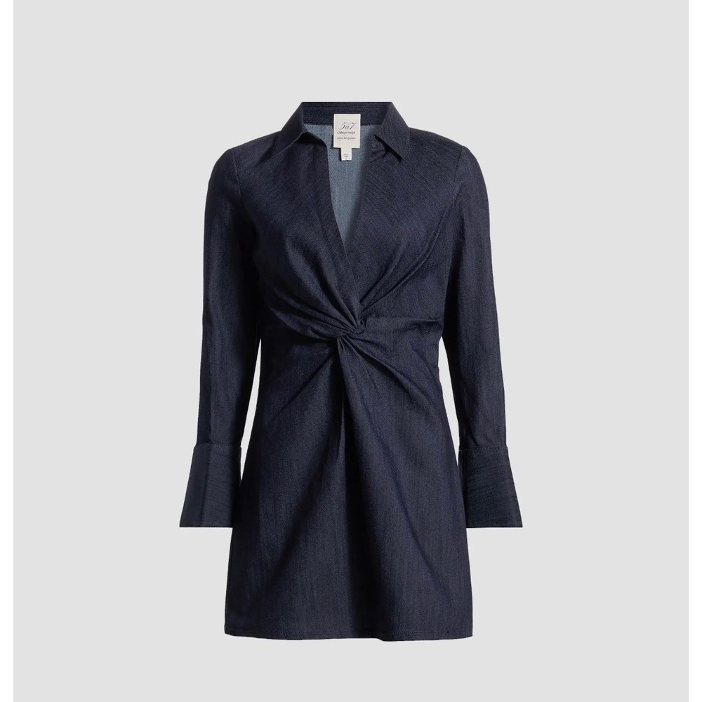 NEW CINQ À SEPT McKenna Twist-Front Denim Minidress Indigo Size 6 NWT - Picture 8 of 9
